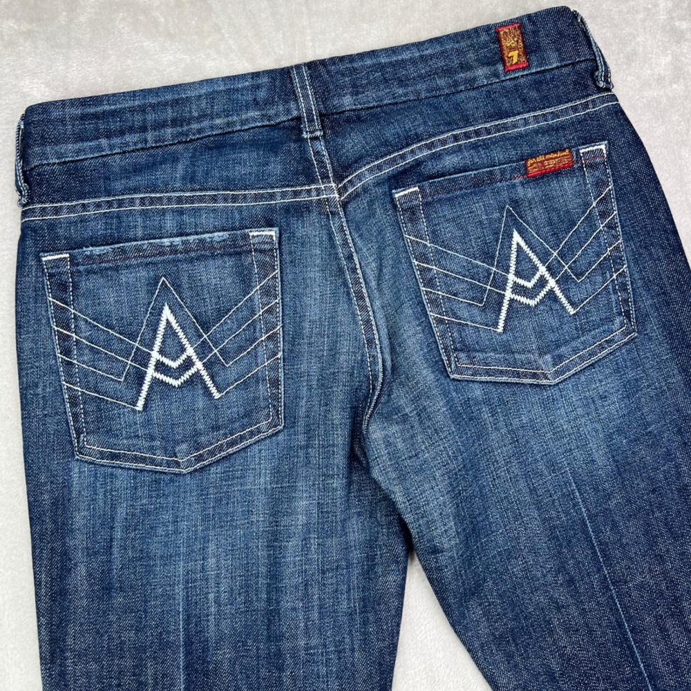 7 For All Mankind Jeans‎ Womens 27 Blue A Pocket Bootcut Dark Wash Stretch Denim